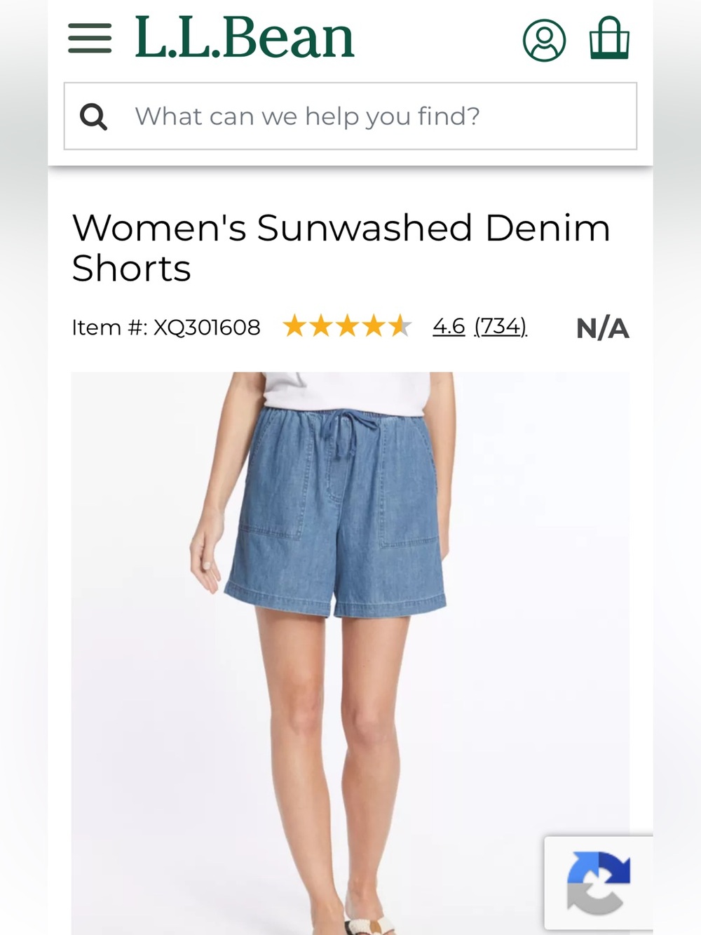 LL Bean Sunwashed Denim Shorts Bundle Lot of 2 Shorts Large